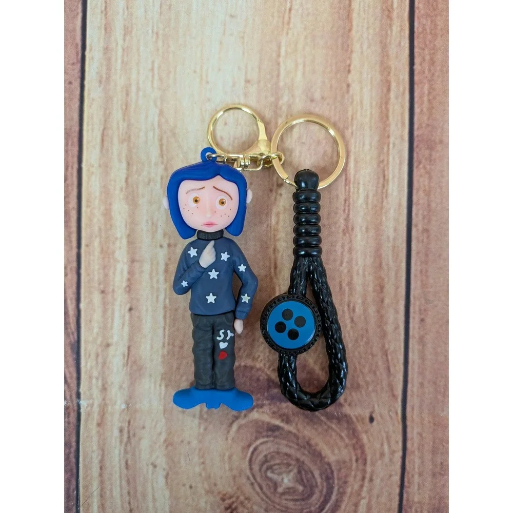 Coraline Mood Doll Button Eyes 3D Keychain - Charm Fantasy Movie‎ Character